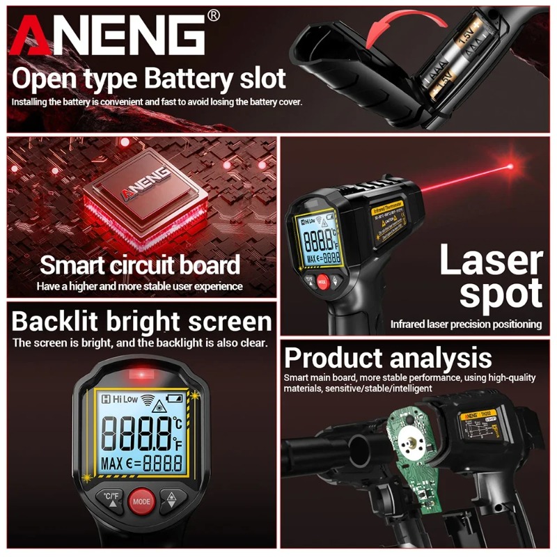 ANENG TH202 Industrial Handhel - Industrial Laser Temperature Sensor ulasan dan harga